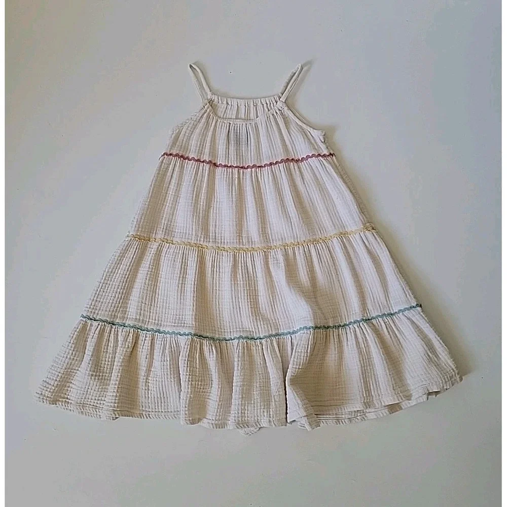 Old Navy Gauze Sundress 5T Cream A-Line Boho Casual Coastal Minimalist‎ Summer